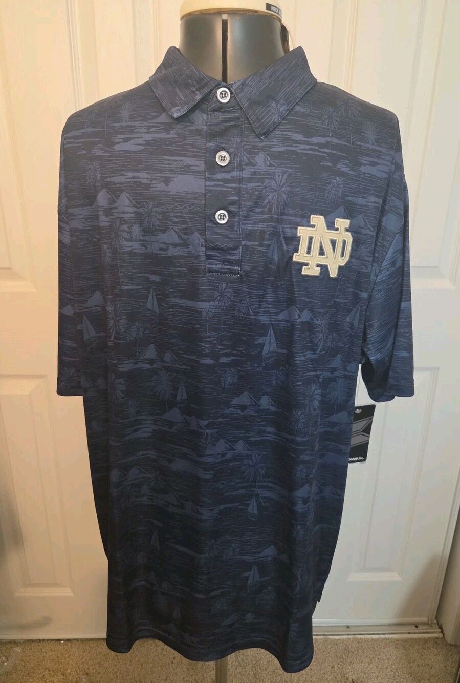 Colosseum Notre Dame fighting irish mens Large polo Shirt Aloha AOP Print Golf